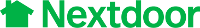 Decorative image of Nextdoor logo - green house icon with next door spelled out in green colored letters
